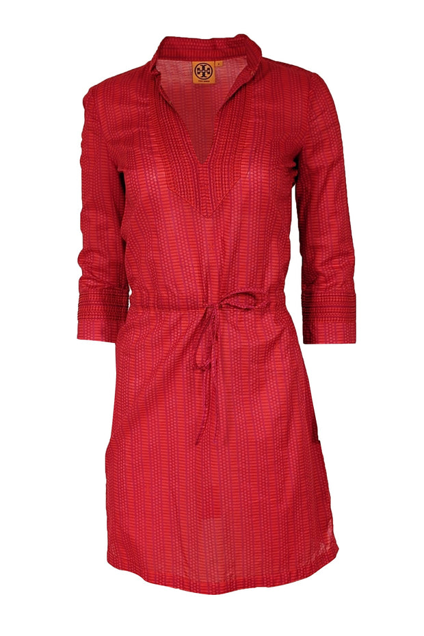 Current Boutique-Tory Burch - Red & Pink Print Tunic Style Dress Sz 0