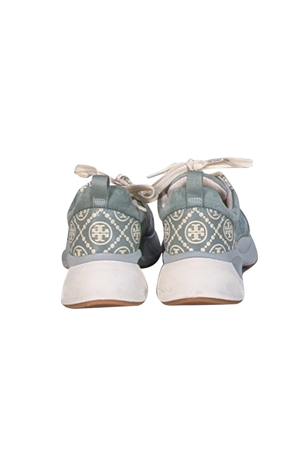 Current Boutique-Tory Burch - Seafoam Green Logo Monogram Detail Sneakers Sz 8