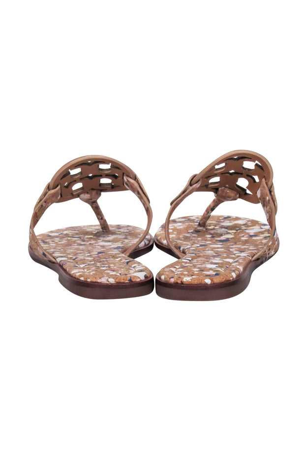 Current Boutique-Tory Burch - Tan Cork w/ Navy & Pink Paint Splatter Thong Sandals Sz 7