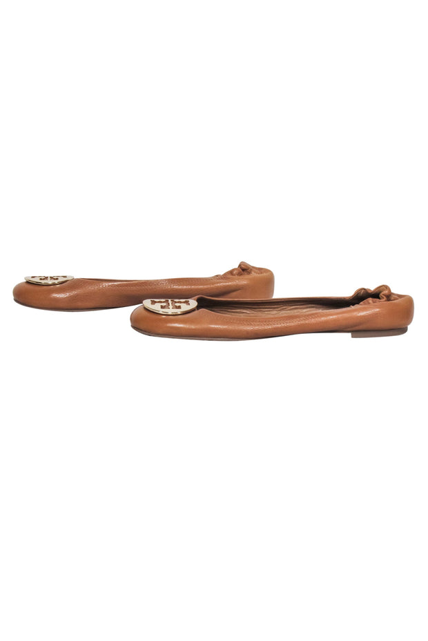 Current Boutique-Tory Burch - Tan Leather Ballet Flats w/ Gone-tone Hardware Sz 11