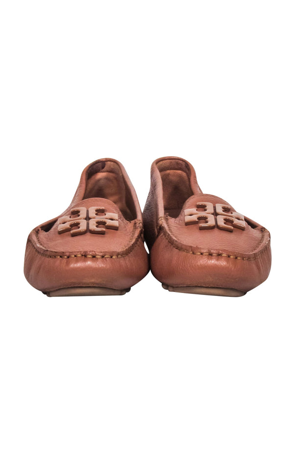 Current Boutique-Tory Burch - Tan Tumbled Leather Loafers w/ Toe Logo Sz 6