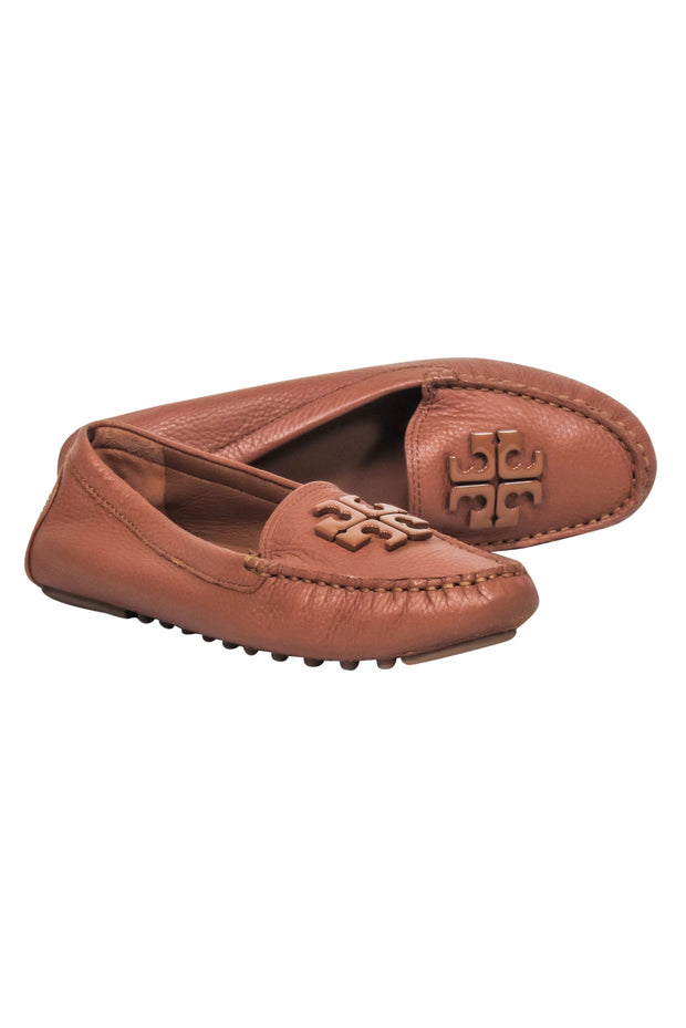 Current Boutique-Tory Burch - Tan Tumbled Leather Loafers w/ Toe Logo Sz 6