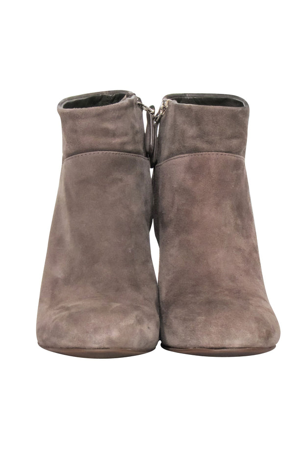 Current Boutique-Tory Burch - Taupe Suede Heeled Booties Sz 8