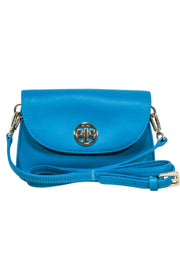 Current Boutique-Tory Burch - Teal Blue Saffiano Leather Mini Crossbody Bag