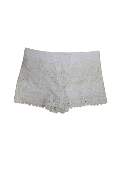 Current Boutique-Tory Burch - White & Cream Embroidered Lace Shorts Sz 2