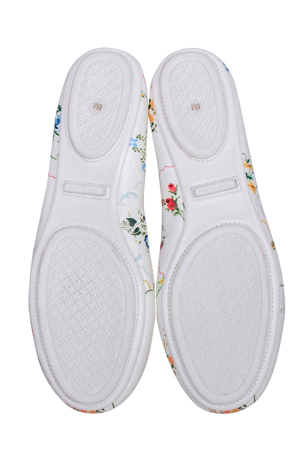 Current Boutique-Tory Burch - White & Multi Color Floral Flats Sz 8