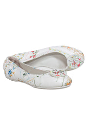 Current Boutique-Tory Burch - White & Multi Color Floral Flats Sz 8