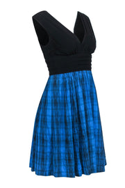 Current Boutique-Tracy Reese - Black & Blue Plaid Plunge Dress Sz 0