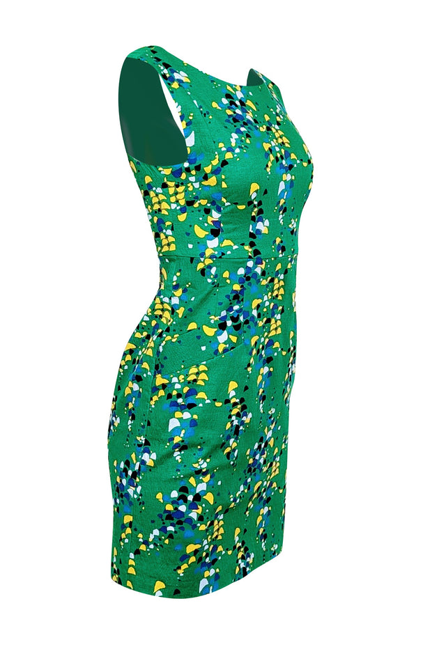 Current Boutique-Tracy Reese - Green, Yellow, & Blue Print Sleeveless Dress Sz 0