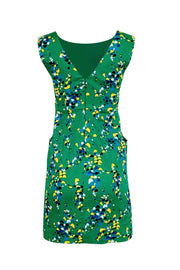 Current Boutique-Tracy Reese - Green, Yellow, & Blue Print Sleeveless Dress Sz 0