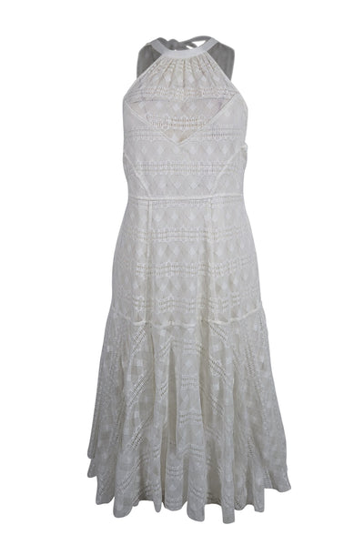 Current Boutique-Tracy Reese - Ivory Crochet Lace Sleeveless High Neckline Dress Sz M