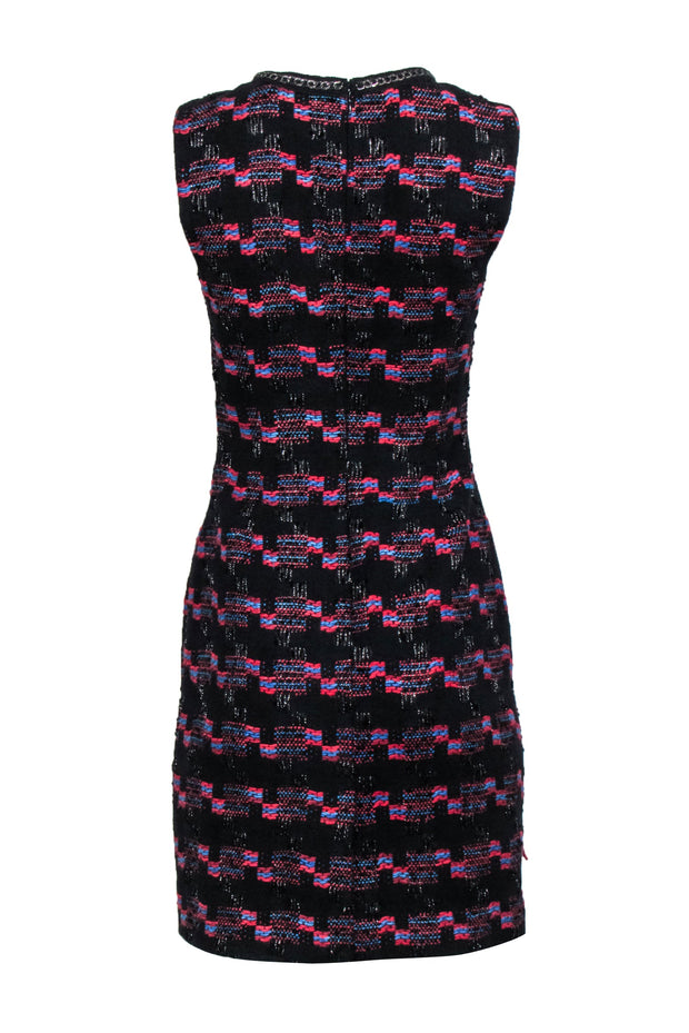 Current Boutique-Trina Turk - Black, Red, & Teal Tweed Sleeveless Sheath Dress Sz 0