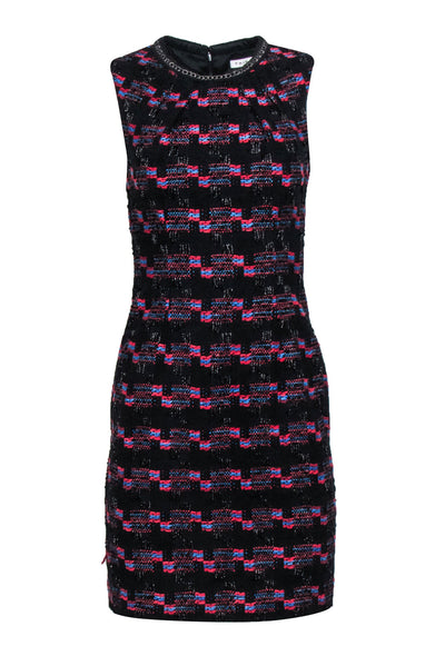 Current Boutique-Trina Turk - Black, Red, & Teal Tweed Sleeveless Sheath Dress Sz 0