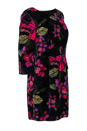 Current Boutique-Trina Turk - Black Velvet Dress w/ Multi-Colored Floral Print Sz 8