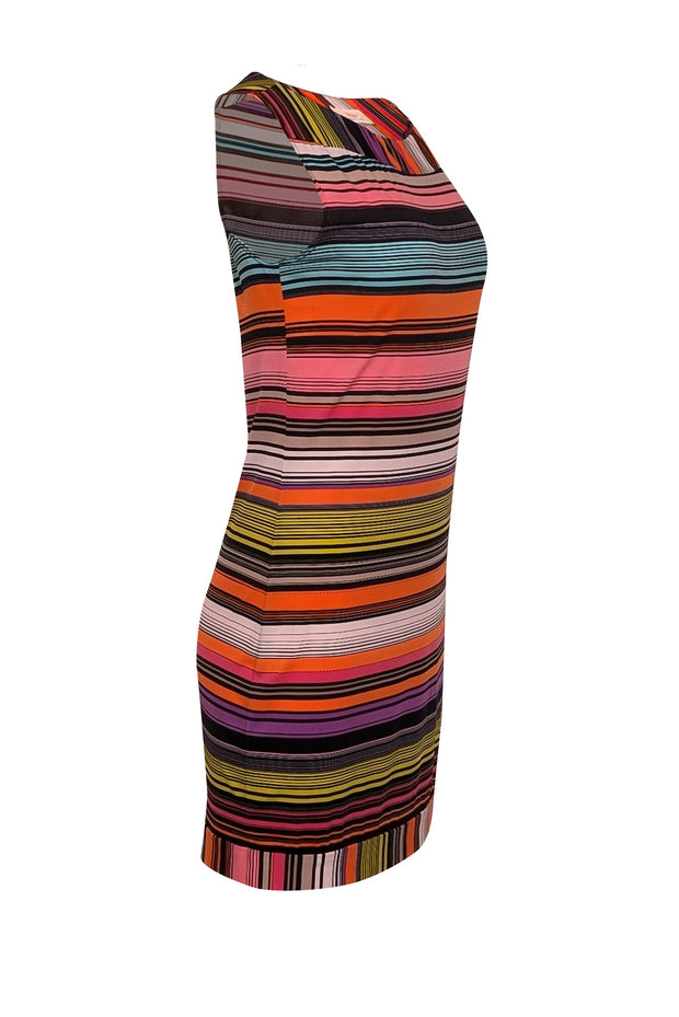 Current Boutique-Trina Turk - Black w/ Multicolor Stripe Print Sleeveless Shift Dress Sz 4