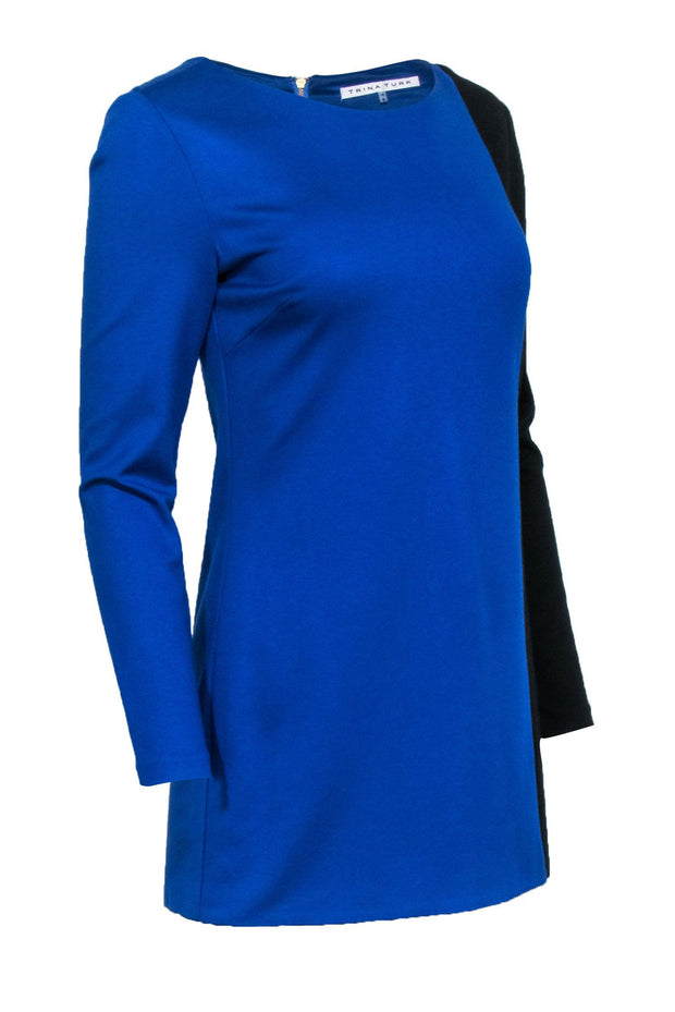 Current Boutique-Trina Turk - Blue & Black Color Block Long Sleeve Dress Sz 4