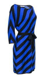 Current Boutique-Trina Turk - Blue & Black Stipe Knit Dress Sz L