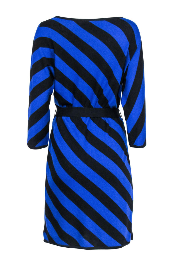 Current Boutique-Trina Turk - Blue & Black Stipe Knit Dress Sz L