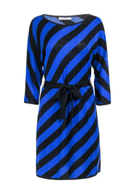 Current Boutique-Trina Turk - Blue & Black Stipe Knit Dress Sz L