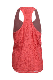 Current Boutique-Trina Turk - Coral Pink Lace Racerback Tank Top Sz M