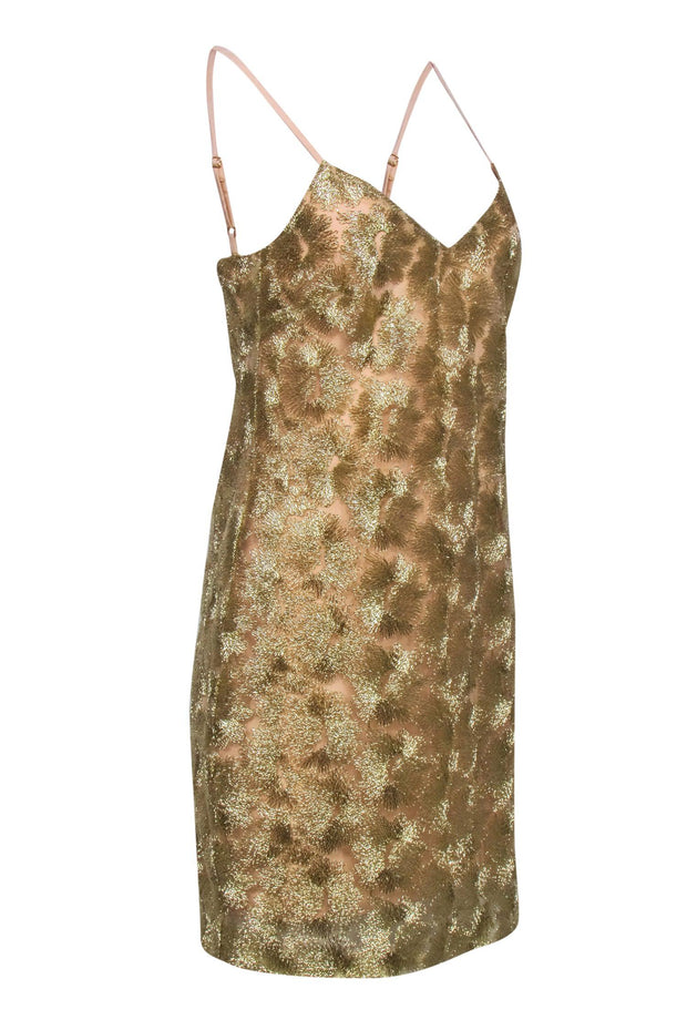 Current Boutique-Trina Turk - Gold Metallic Sleeveless Mini Dress Sz 4