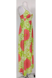 Current Boutique-Trina Turk - Green & Pink Floral Maxi Dress Sz 2