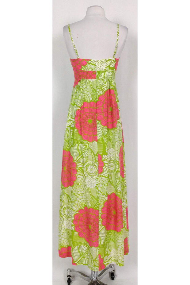 Current Boutique-Trina Turk - Green & Pink Floral Maxi Dress Sz 2