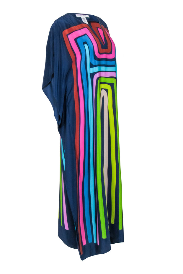 Current Boutique-Trina Turk - Navy Multicolor Silk "Theodora" Maxi Dress Sz M/L