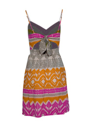 Current Boutique-Trina Turk - Pink, Orange & Brown Abstract Print Sleeveless Mini Dress Sz 2