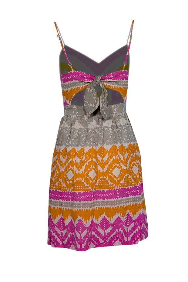 Current Boutique-Trina Turk - Pink, Orange & Brown Abstract Print Sleeveless Mini Dress Sz 2