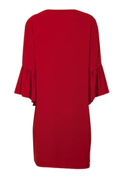 Current Boutique-Trina Turk - Red Bell Sleeve Shift Dress Sz L