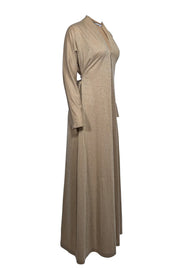 Current Boutique-Trina Turk - Sparkly Gold Tie Front Maxi Dress Sz M