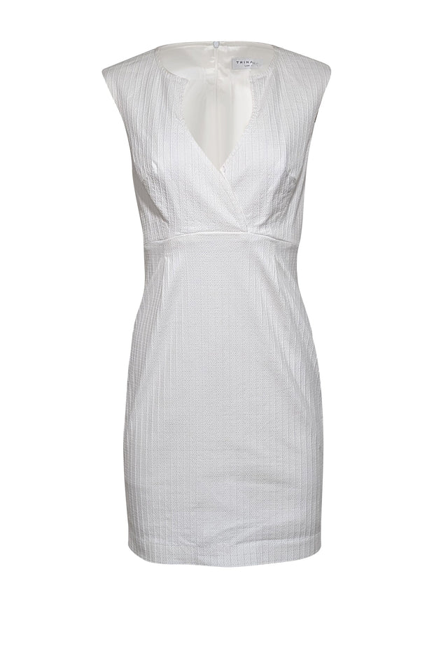 Current Boutique-Trina Turk - White Textured Notch Neckline Cocktail Dress Sz 2