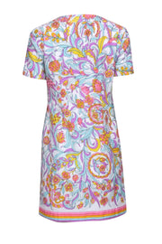 Current Boutique-Trina Turk - White w/ Pastel Rainbow Paisley Print Zip Front Dress Sz M