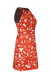 Current Boutique-Trina by Trina Turk - Orange & White Swirl Print Sleeveless Knee-Length Dress Sz 4