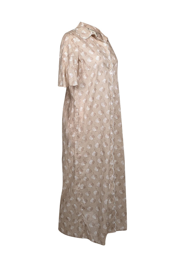 Current Boutique-Tuckernuck - Light Beige Seashell Print Cotton Midi Dress Sz S