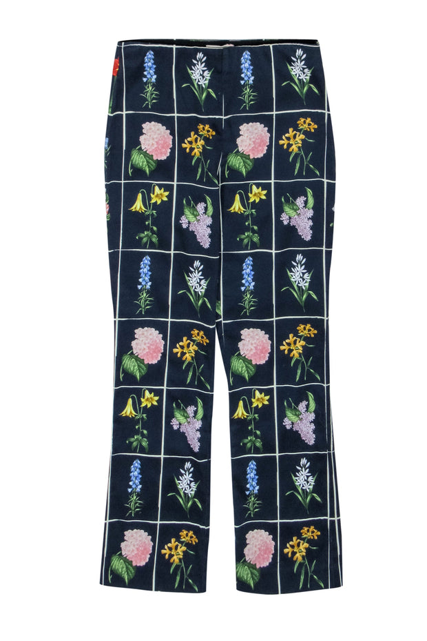 Current Boutique-Tuckernuck - Navy w/ Multicolor Floral Print Cropped Pants Sz S