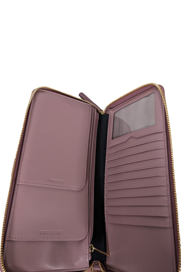 Current Boutique-Tumi - Lavender Iridescent Leather Zipper Wallet