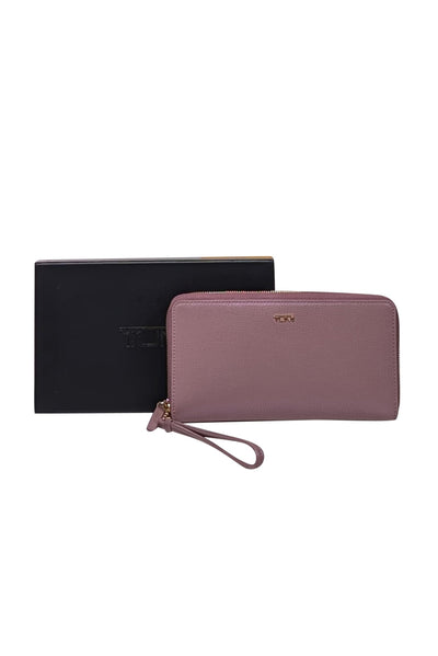 Current Boutique-Tumi - Lavender Iridescent Leather Zipper Wallet