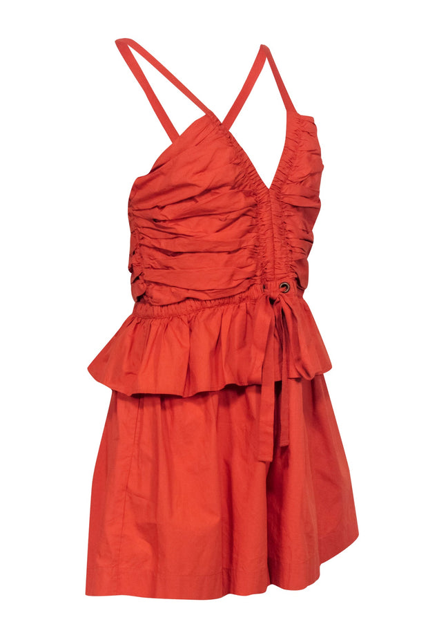 Current Boutique-Ulla Johnson - Coral Poplin "Marren" Playsuit Sz 12