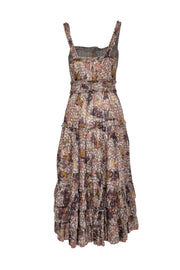 Current Boutique-Ulla Johnson - Cream, Peach, & Yellow Floral Print Tiered Midi Dress Sz 6