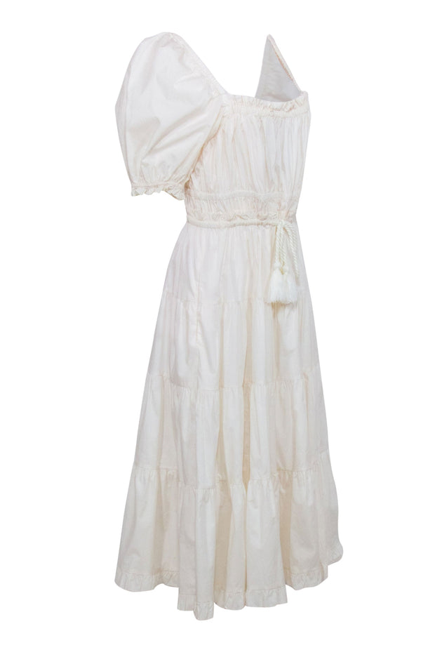 Current Boutique-Ulla Johnson - Ivory Poplin Puff Sleeve Maxi Dress Sz 12