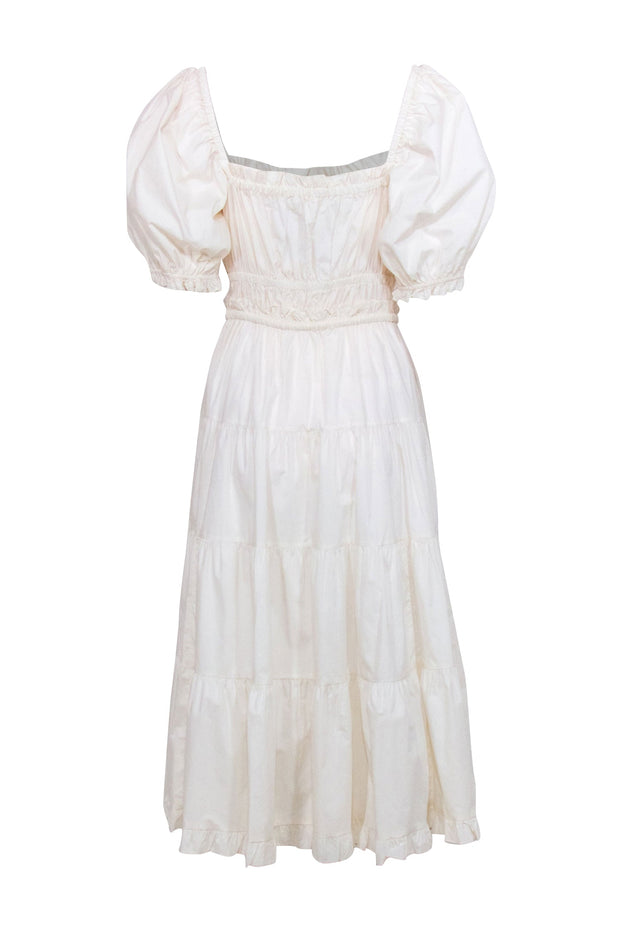 Current Boutique-Ulla Johnson - Ivory Poplin Puff Sleeve Maxi Dress Sz 12