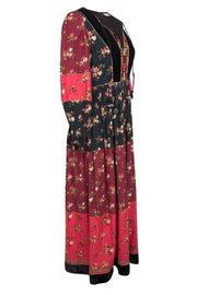 Current Boutique-Ulla Johnson - Red, Black, & Beige Floral Print Patchwork Maxi Dress Sz 4