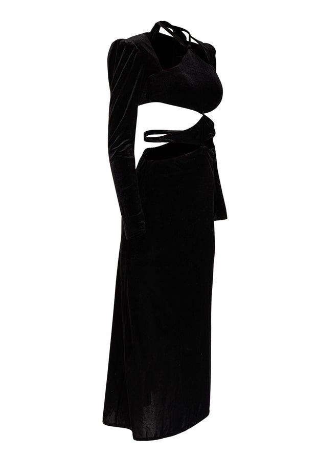 Current Boutique-Undress Code - Black Velvet Midi Dress w/ Cut-Outs Sz S