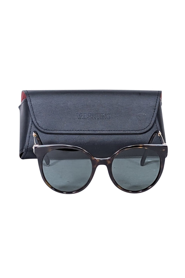 Current Boutique-Valentino - Brown Tortoise Round Sunglasses