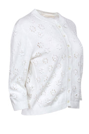 Current Boutique-Valentino - Ivory Flower Eyelet Cardigan Sz M