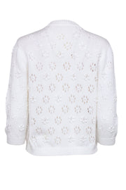 Current Boutique-Valentino - Ivory Flower Eyelet Cardigan Sz M