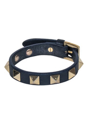 Current Boutique-Valentino - Navy Leather Studed Bracelet