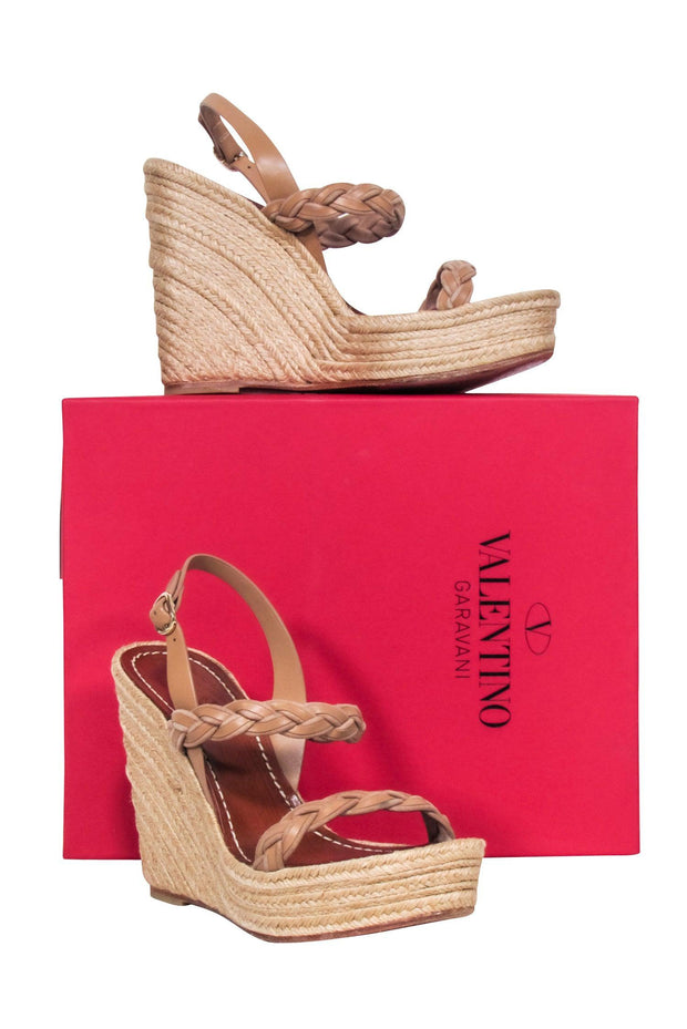 Current Boutique-Valentino - Tan Espadrille Wedges Sz 7.5